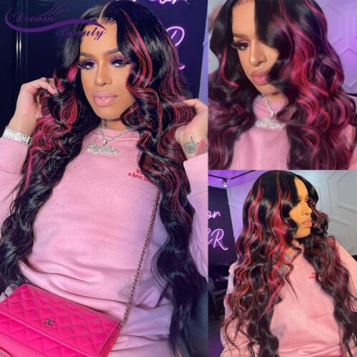Highligt Ombre Color 13x4 Lace Front Wig Remy Hair 220% Brazilian Wave Human Hair Wigs For Women 4X4 Lace Closure Wigs