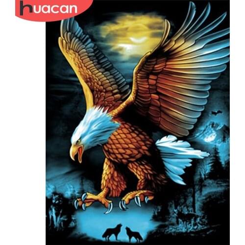 HUACAN 5D DIY Diamond Painting Eagle Craft Kit Full Square Drill Diamond Embroidery Animal Pictures Of Rhinestones Handmade Gift