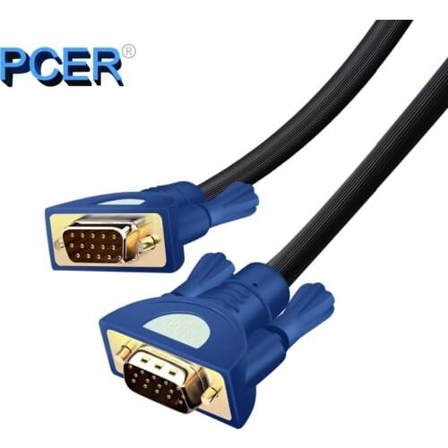 PCER VGA Cable 3+4 foil Shielding VGA To VGA Cable For HDTV PC Laptop TV Box Projector Monitor cable vga cord 1920*1080P