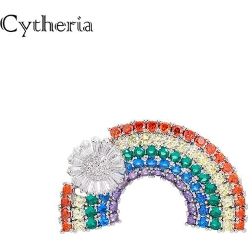 Colorful crystal rhinestone zircon pins brooches rainbow flower elegant pins brooches party gifts