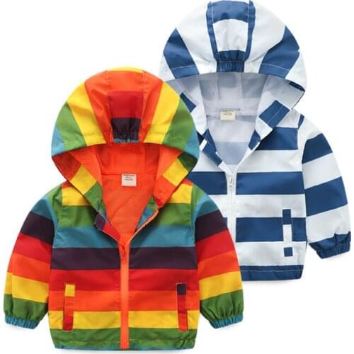 Spring Autumn Children stripe Hooded Kids Jacket Boys Outerwear Coats Active Boy Windbreaker Baby Clothes Clothing
