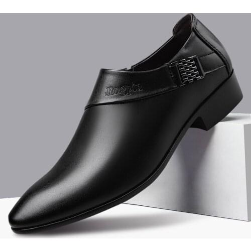 Mazefeng Brand New Business Men Oxfords Shoes Set of Feet Black Brown Male Office Wedding Pointed Mens Leather Shoes Size 38-48