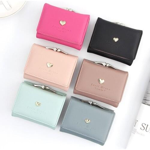 Fashion Brand Leather Women Short Wallet Purse Ladies Card Bag Clutch Three Fold Female Purse Money Clip