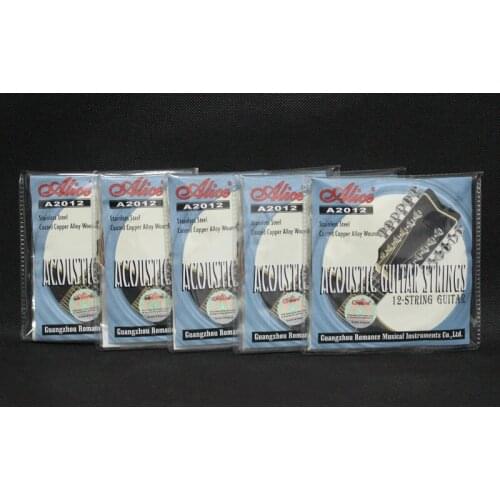 5 Set Alice A2012 Stainless Steel Coated Copper Alloy Wound Acoustic Folk 12-Strings Guitar Strings