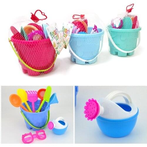 9 piece set Castle Bucket Spade Shovel Rake Water Tool Sand Kids summer game Beach Sand Dune Toys For Children Gift New