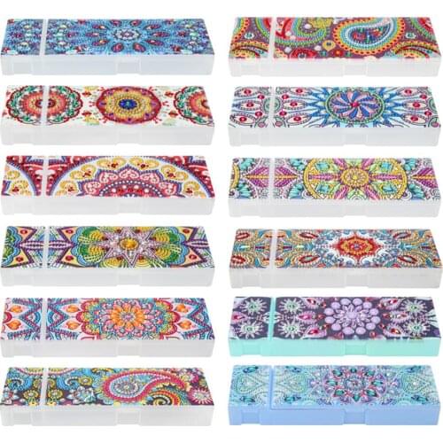 DIY Mandala Diamond Painting Stationery Storage Box Pencil Box for Student Cross Stitch Christmas Gifts