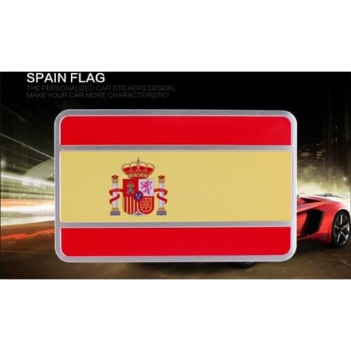 1pc,Free Shipping,Spain Car National Flag Sticker,Rectangle Cool Car Body / Tuning/ Metal Sticker,Aluminum Alloy Brushed Finish