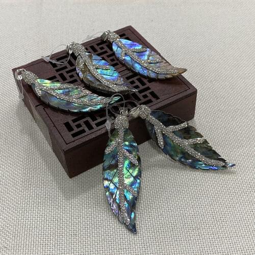 Natural Abalone Shell Feathery Fashion Jewelry Pendant Accessories Trendy Edged Luster DIY Birthday Holiday Gift Wholesale Bulk