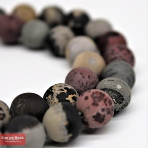 Natural Stone Dull Polish Matte Red Picture Jasperr Beads 15" Strand 6 8 10 12mm Pick Size For Jewelry Making MRJB01