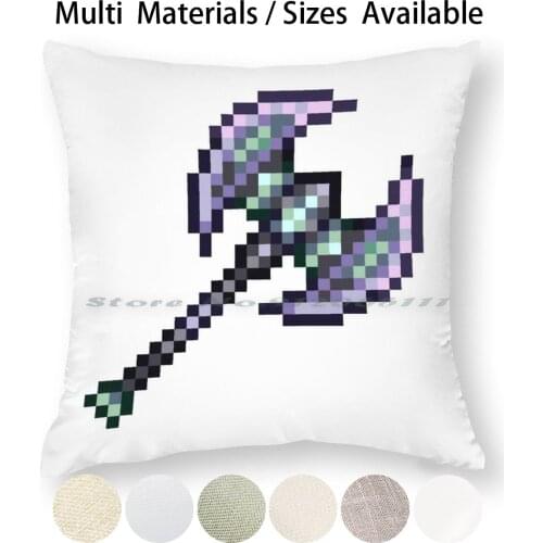 Terraria Cobalt Waraxe Pillow Case Throw Pillow Cover Cotton Linen Flax Terraria Axe Terraria Waraxe Terraria Weapon Cool Nice
