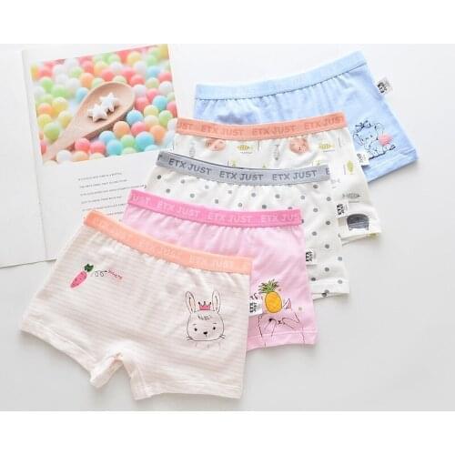 2020 new free shipping students high quality girl boxer shorts panties kids cartoon cotton children underwear 2-15year 5pcs/lot