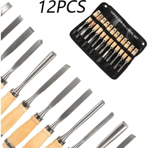 New Professional Wood Carving Chisel Knife Hand Tool Set For Basic Detailed Carving Woodworking Professional Gouges 12PCS