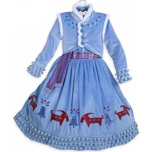 Girls anna dress party snow queen girls costumes for halloween princess ana carnaval vestidos de fiesta infantil nina congelados