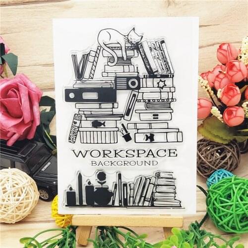 11*16CM Cat Bookshelf Transparent Clear Stamps / Silicone Seals Roller Stamp For DIY Scrapbooking Photo Album/Card Making