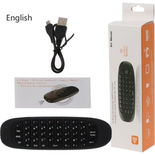 Russian English C120 Fly Air Mouse 2.4G Mini Wireless Keyboard Rechargeable Remote Control for PC TV Box