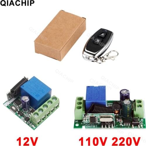 QIACHP 433Mhz Universal Wireless Remote Control Switch DC 12V AC 220V Receiver Module + RF Transmitter 433 Mhz Remote Controls