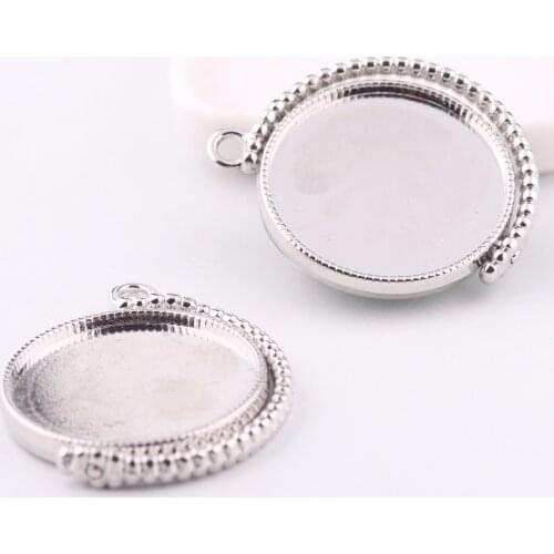 Reidgaller 5pcs double side rotating cabochon 25mm settings metal blank pendant base trays diy jewelry bezels for necklace