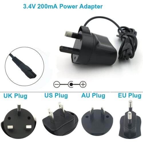 VORED Fast Shipping AC to DC 3.4V800mA Wall Transformer Charger Adapter Power Supply US/EU/UK /AU Plug for shaver/beard clipper