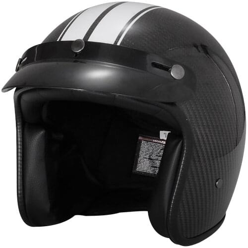 Retro Carbon Fiber 3/4 Helmet Motorcycle Electric Scooter Man Woman Fashion Scoop Helmet Comfortable Spring Summer Autumn Winter