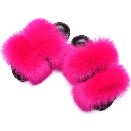 Candy Colors Women Slippers 2021 Summer Solid Faux Fur Ladies Slides Non-slip Female Summer Shoes Outside Footwear Plus Size 45