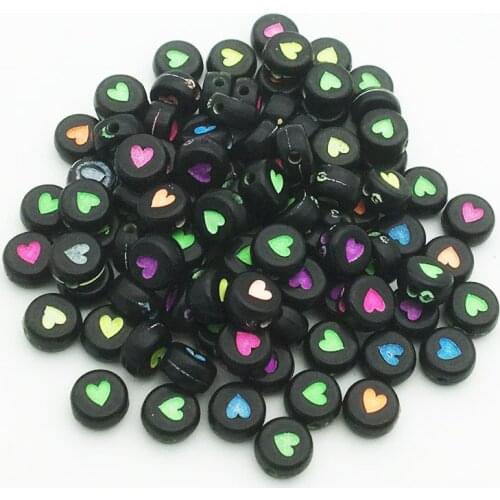 Mixed 4X7mm Heart Pattern Acrylic Beads Round Flat Cube Loose Spacer Beads For Jewelry Making Handmade DIY Bracelet Necklace