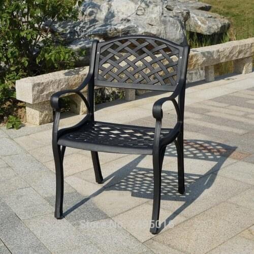 Lot of 2-piece heavy duty outdoor cast aluminum patio chair all weather for garden backyard poolside