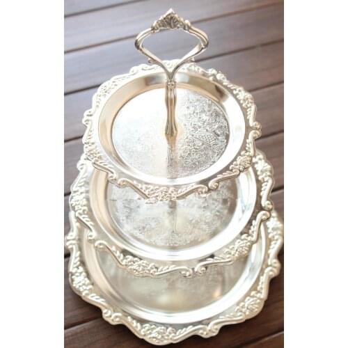 Cake Plates In Silver Color Three Tiers For Party Supplies 32*25CM