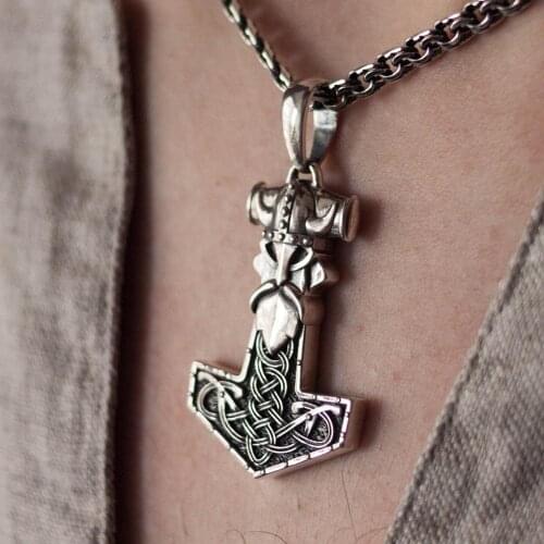 Thors Hammer Mjöllnir Stainless Steel Pendant Thors Mjolnir Viking Necklace Pagan Amulet Jewelry