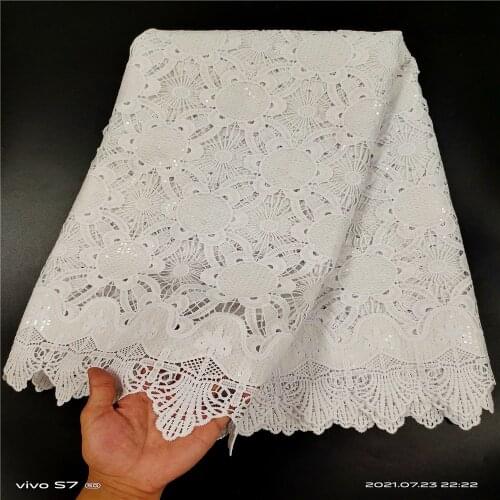 High Quality Guipure Swiss Voile Lace With Sequins African Cord Lace Embroidery French Lace Fabric For Sewing Clothes SP01