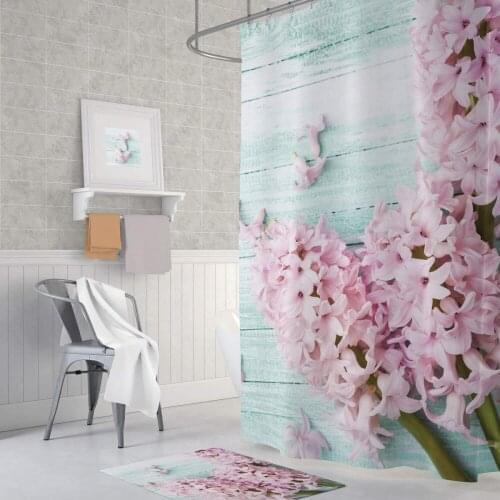 Zethome Lilac Shower Curtain 180 x 200 cm Digital Print Modern Design Polyester Fabric Waterproof Washable Mould (71" x 78")