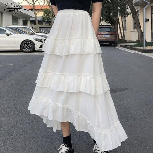 Autumn Vintage Round Collar Elastic Waist A-line Long Flower Dress Women Crimp Pleat Flare Sleeve Dress with Pockets Robe 14541