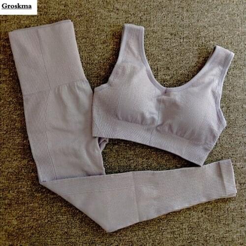 High waist pants+sexy bra women yoga sets fitness gym two piece set seamless quick dry outdoor sports running clothing