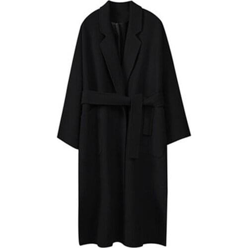 Hepburn Wind woolen Coat Female Long Section Winter New Korean Version Of The Profile Over The Knee Popular Thick Woolen Coat