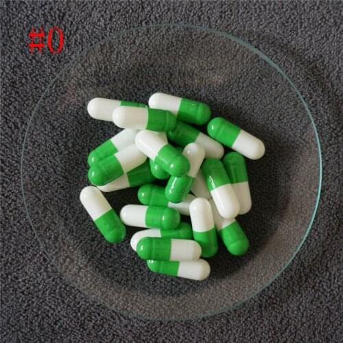 0# 1000-10000pcs Light Green-White High quality joined or separated capsules hollow gelatin capsules Empty Capsules