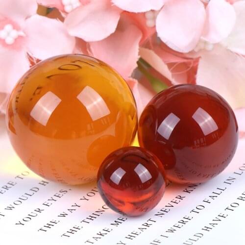 1pcs 20/30/40mm Amber Crystal Ball Quartz Healing Sphere Photography Props Home Decor