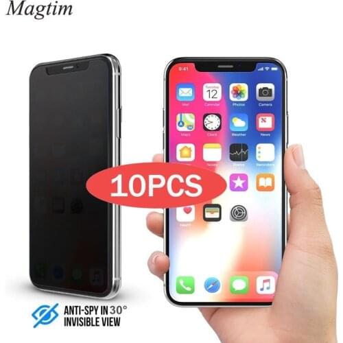 10PCS Private Screen Protector For iPhone XS MAX XR 7 8 PLUS 6S Full Cover Tempered Glass For iPhone 12 11Pro Max Anti-spy Glass