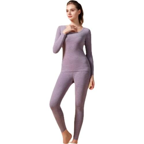 2021 Winter Heat-gathering Wool Thermal Underwear Set Seamless Pijamas Ladies Plus Velvet Cold-proof Lingerie Womens Clothing