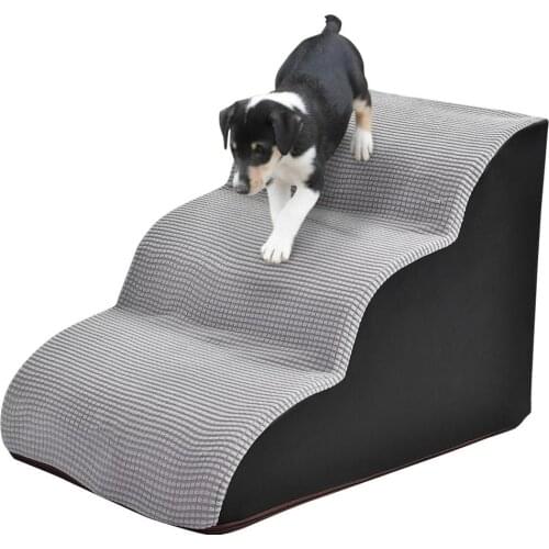 3 Tiers Foam Dog Ramps Steps Non Slip Wide Deep Dog Cat Stairs High-density Foam Pet Stairs/ladders Pet Bed Cat Dog Ramp
