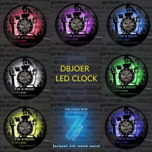 3D Vinyl Record Clock Room Decor LED Clock Best Gift For Our Super Mom