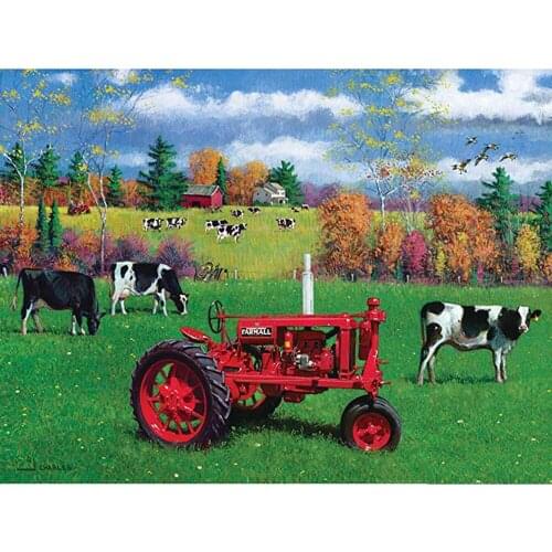 Full Square Drill Animal milk cattle DIY Diamond Painting Tractor Scenery Diamond Embroidery Cross Stitch Mosaic Home Decor L283