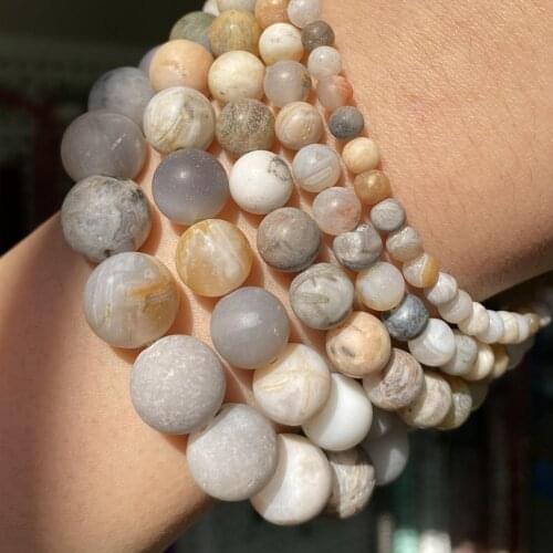 Dull Polish Matte Natural Bamboo Agates Stone Beads For Jewelry Making Round Loose Beads Diy Bracelet Accessories 4/6/8/10/12mm