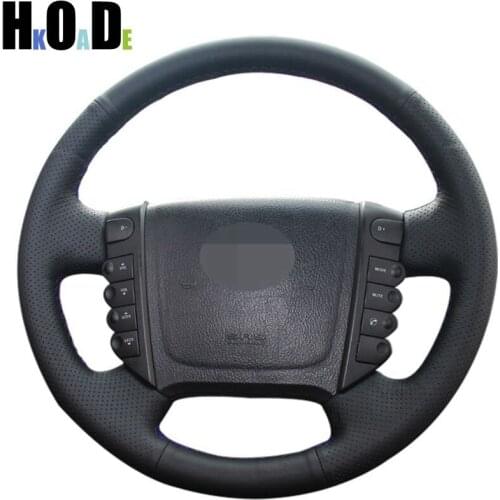 Hand Sewing Steering Wheel Cover Black PU Leather Car Steering Wheel Covers Wrap for Ssangyong Rexton Rexton W Rodius