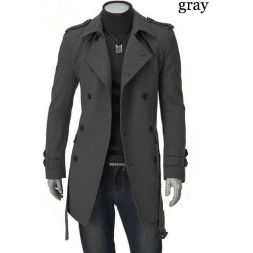 Double Breasted Trench Coat Fast Shipping New Men 'S Jackets Double Platoon Buckle Men Long Coat With Belt