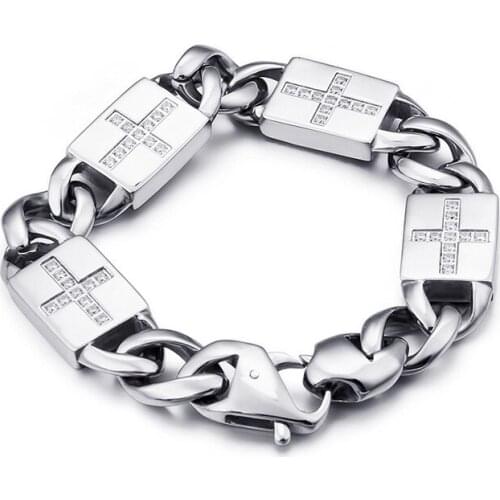 European and American mens cross stone jewelry fashion trend titanium steel jewelry