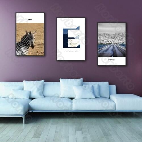 Mash-Up Style Canvas Painting Wall Poster Painting Zebra Letters Highway for Living Room Bedroom Sofa Background Decoration