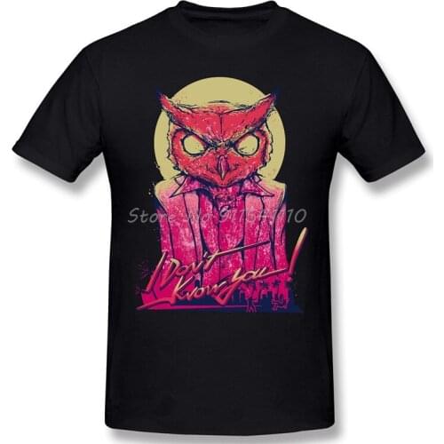 Hotline Miami - Rasmus Print Cotton T-Shirt Owl Cat Animal For Men Fashion Streetwear