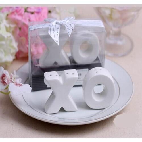Hot sell 50sets/lot XO Ceramic Salt And Pepper Shaker Beach Party favor Souvenirs wedding favors