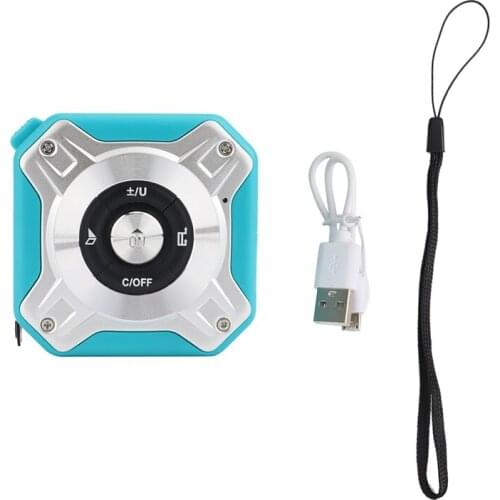 Tape Measure 2-In-1,Multifunctional Distance Meter With LCD Digital Display For Measuring Distance Area Volume Blue