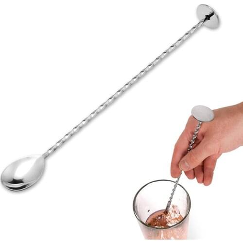 Stainless Steel Cocktail Bar Spoons Spiral Pattern Drink Shaker Muddler Stirrer Twisted Mixing Spoon