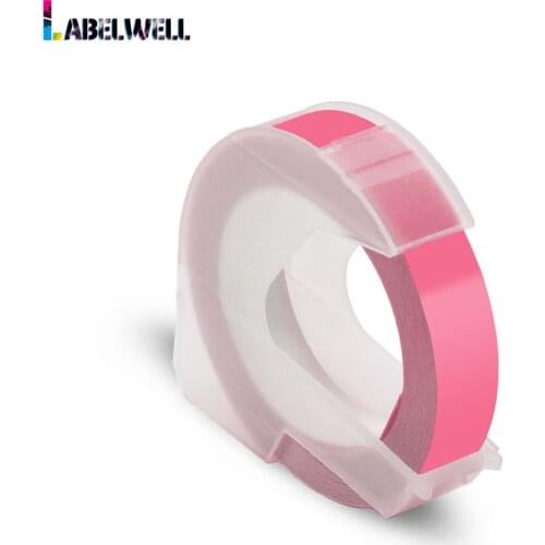Labelwell 1pcs 9mm Pink PVC label for 3D Embossing Tape Compatible for Dymo Motex E-101,E-202 ,1540,1610 label maker Ribbon